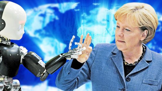Angela Merkel and Industry 4.0 Robotics Clear